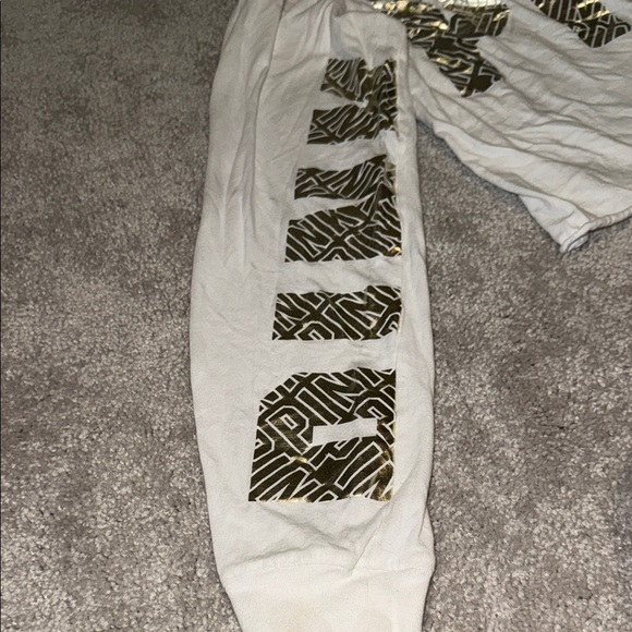 PINK Victoria's Secret White Crop Top with Gold Accents - Picture 3 of 4